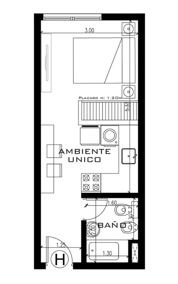 Departamento monoambiente financiado Ruiz Moreno 564 - 3° H- Oportunidad 